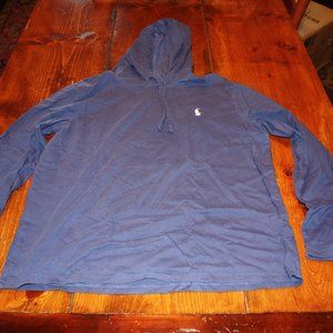 Polo Ralph Lauren Blue Lightweight Long Sleeve Pullover Hoodie. Size Medium.